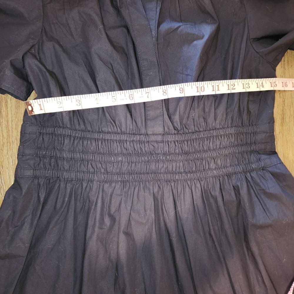 Quince 100% Organic Cotton Tiered Maxi Dress NWT Navy Med - Picture 3 of 6